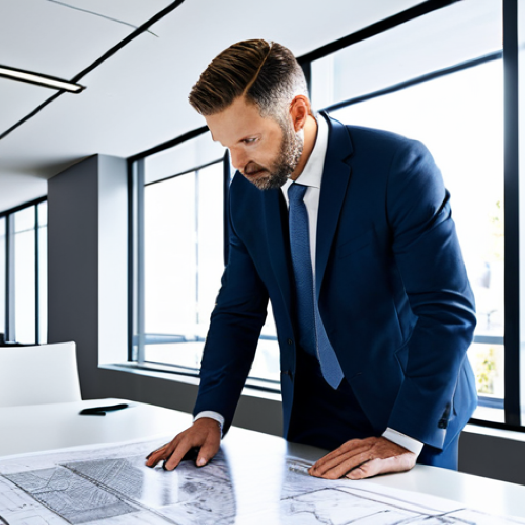 **
A professional architect, fully clothed in appropriate attire, standing in a bright, modern architectural office, reviewing blueprints. Perfect anatomy, natural pose, correct proportions, safe for work, appropriate content, family-friendly, professional setting.
**
