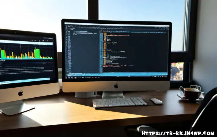 Home 17 자바스크립트 성능 저하를 방지하기 위한 개발 환경 설정 - Photorealistic modern software developer workspace in Istanbul, a focused Turkish professional viewi...